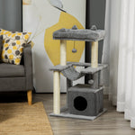 Cat Tree, 90cm Cat Tower With Sisal Scratching Posts | Grey