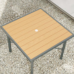 90cm Square Garden Table, Wood Effect, Metal Frame