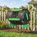 Outsunny 200l Compost Bin, Dual Chamber Rotating Tumbling Composter