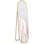 Oval Full Length Mirror With Metal Frame Hanging Or Leaning | One Size | Gold