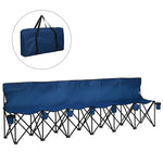 6 Seat Folding Bench Multi Deck Chair Cup Holder Camping | Blue
