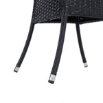 Square Wicker Patio Table With Black Tempered Glass Top With 51mm Umbrella Hole & Transparent Cap 80cm X 72cm H