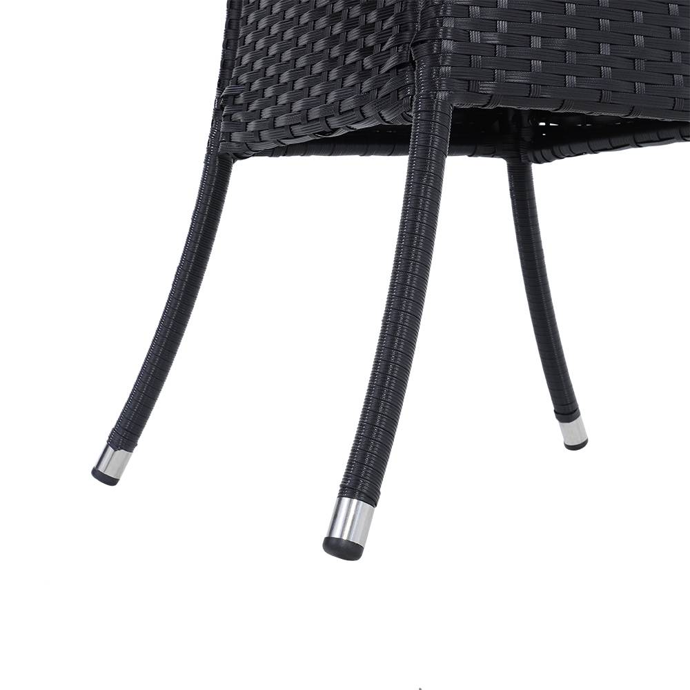 Square Wicker Patio Table With Black Tempered Glass Top With 51mm Umbrella Hole & Transparent Cap 80cm X 72cm H