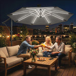 3 M Garden Cantilever Parasol With Solar Light, Rotation | Grey