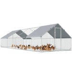 PawHut Walk In Chicken Run Large Galvanised Chicken Coop W/ Cover 3 X 8 X 2m