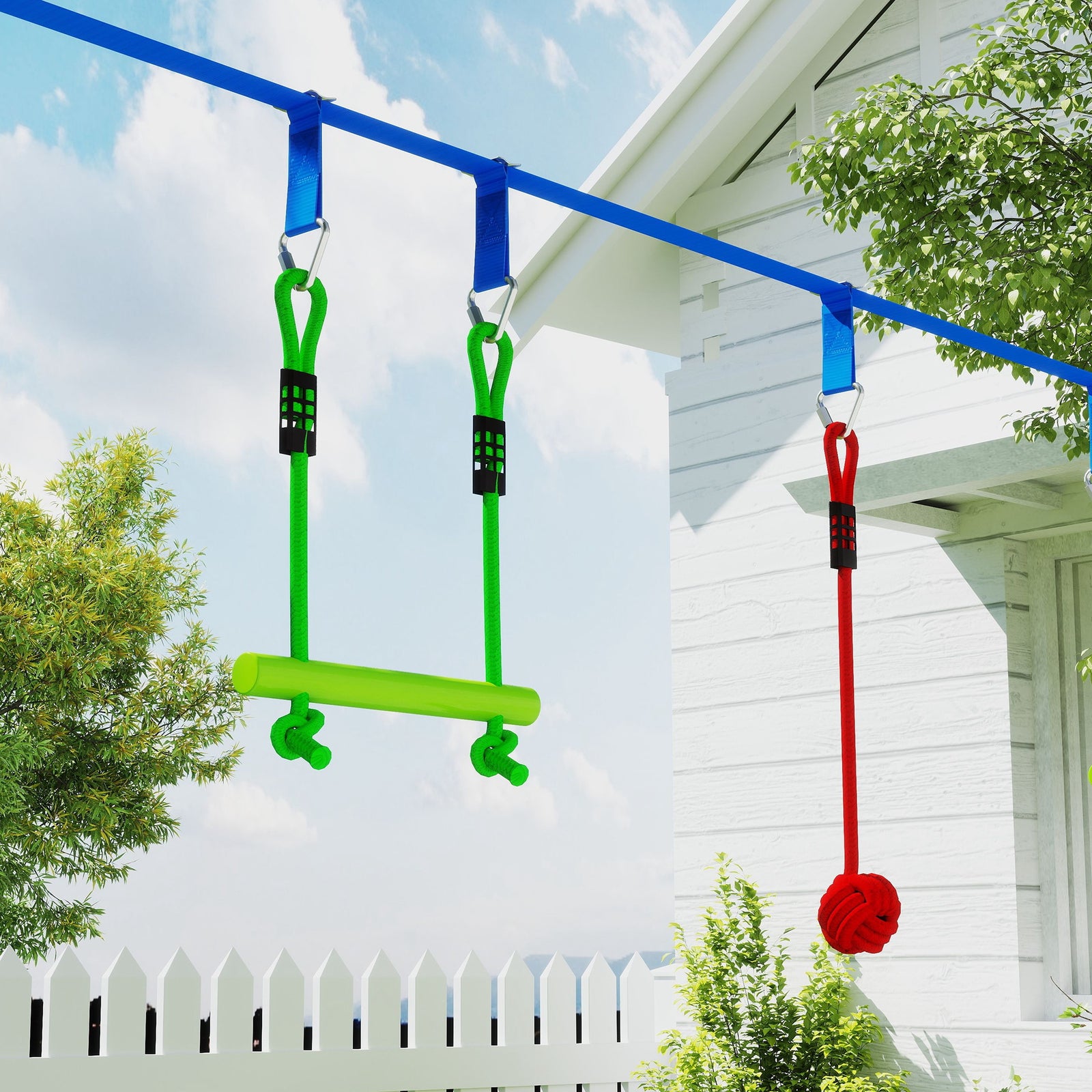 10 Piece Zip Line Kit For Kids, 10m Kids Slackline Kit For Outdoor Garden