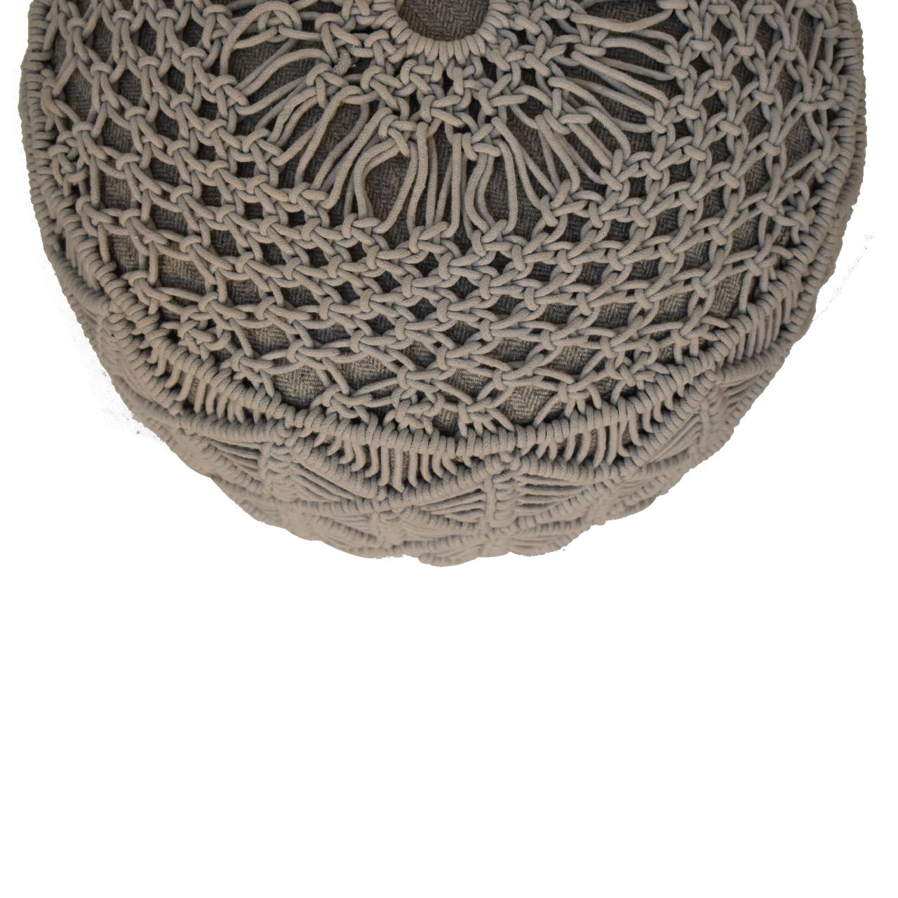 Solid Mango Wood Crotchet Grey Footstool