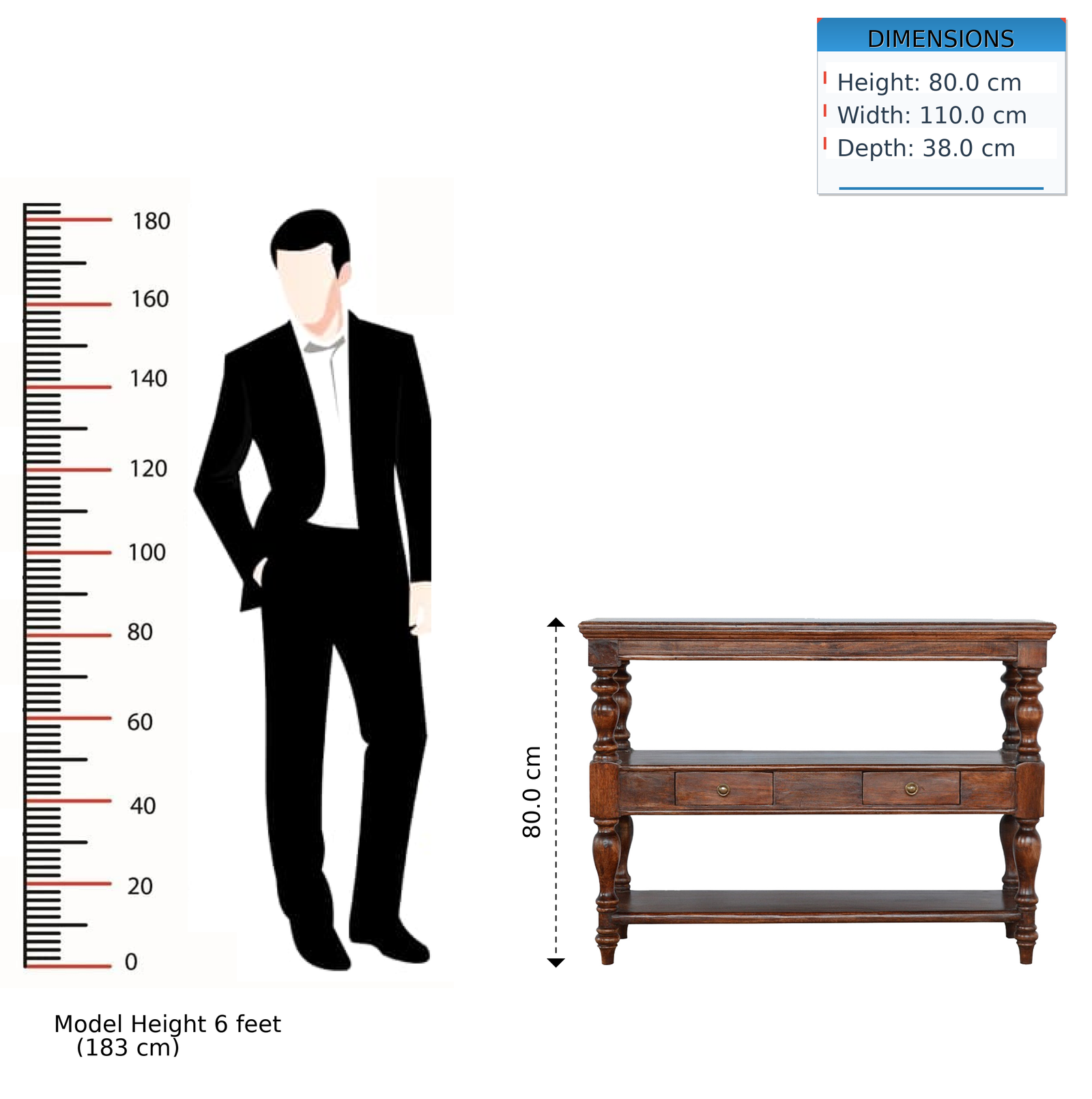 Solid Wood Turned Leg Console Table