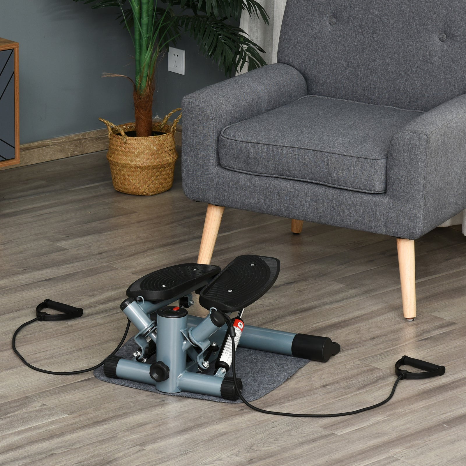 Stepper Machine With Resistance Bands And Cushion Mat | Black