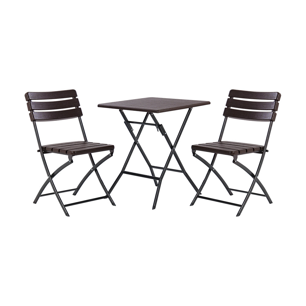 3-piece Plastic Outdoor Folding Table And Chairs Set