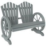 2 Seater Garden Bench W/ Wheel-shaped Armrests Grey