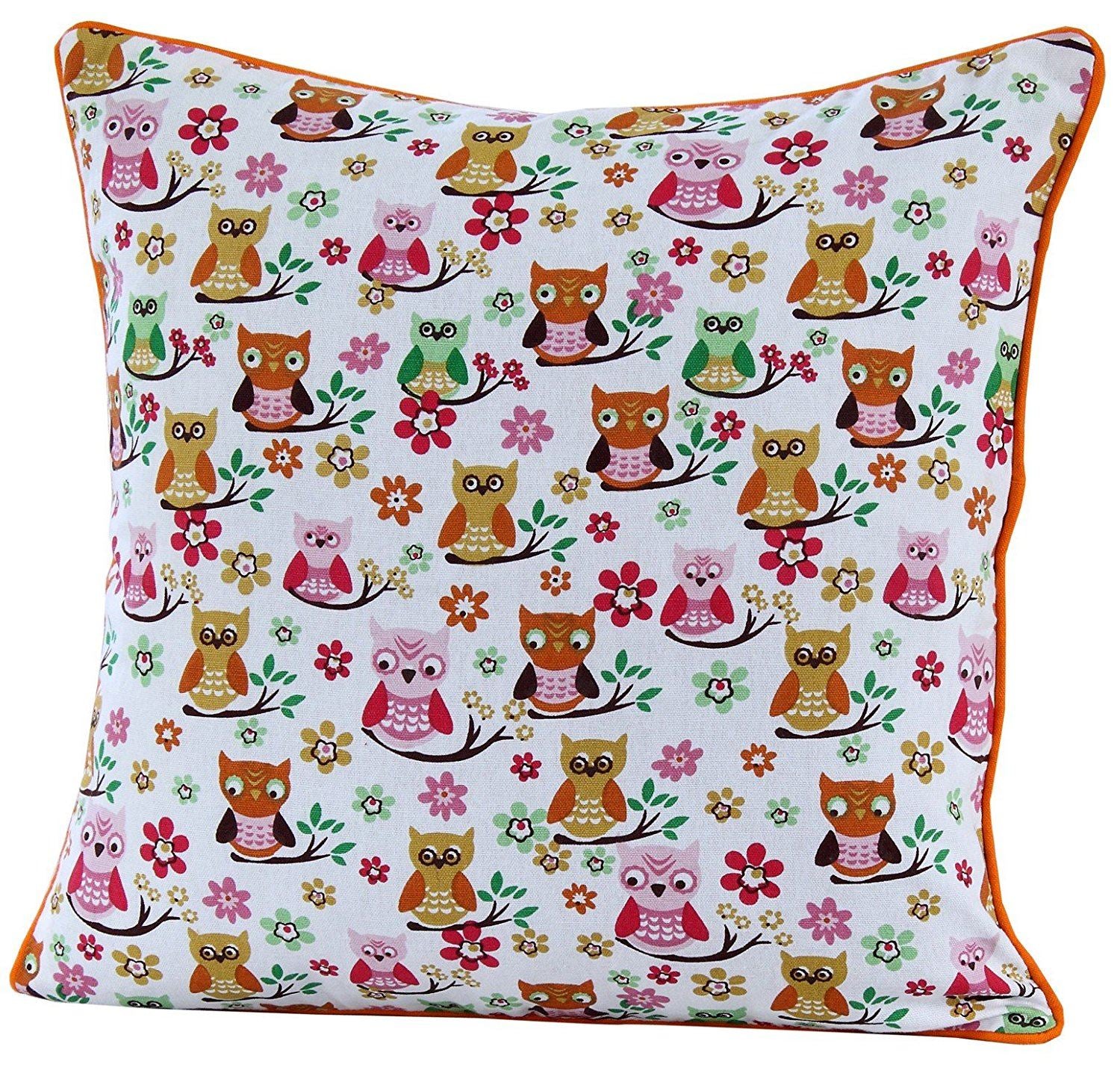 Cotton Owls Pattern Cushion Cover | 60cm x 60cm | Red