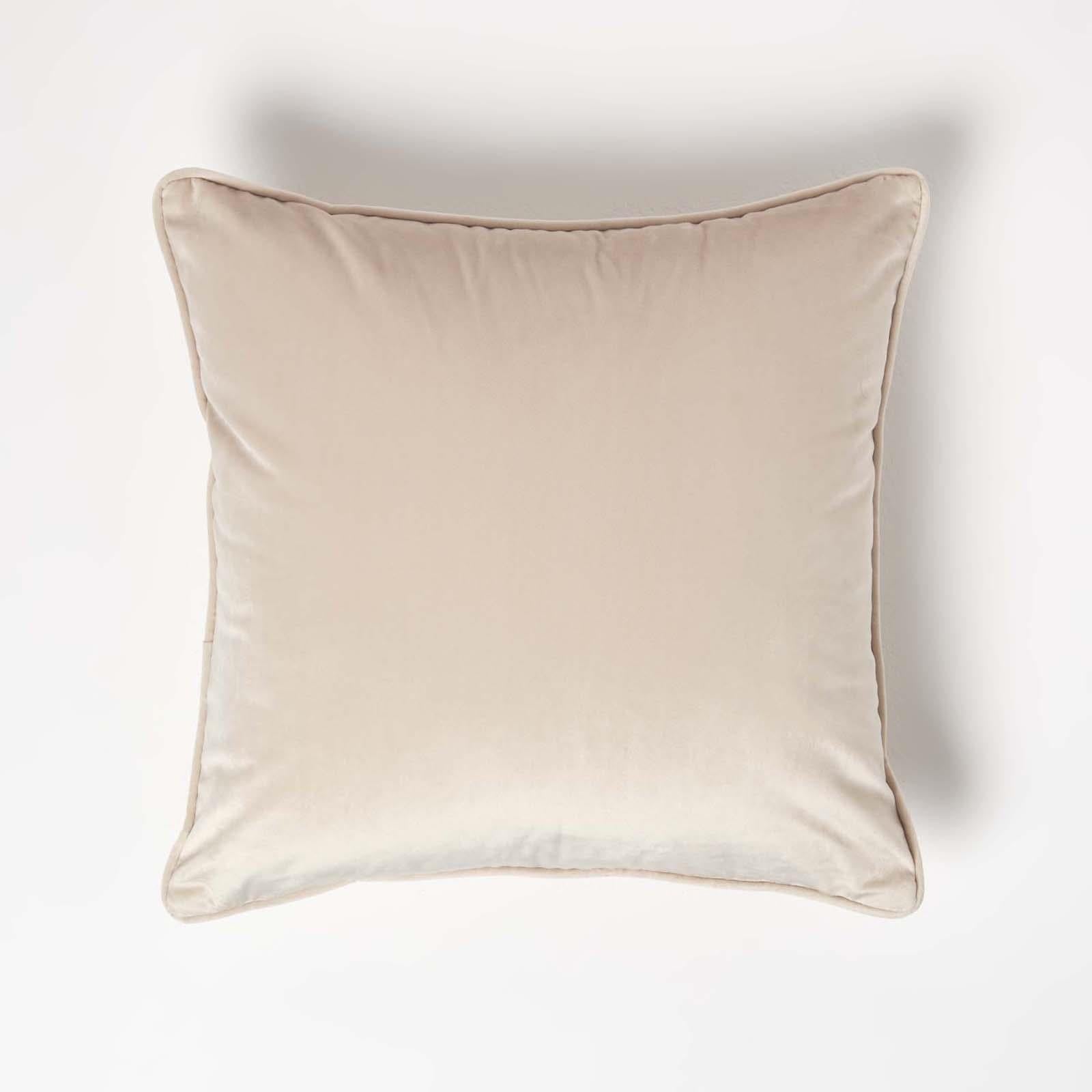 Filled Velvet Cushion With Piped Edge 46 X 46 Cm | 45cm x 45cm | Cream