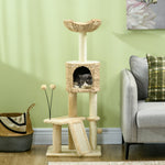 116cm Cat Tree Tower W/ Scratching Post, Cat House, Ball, Platform, Beige