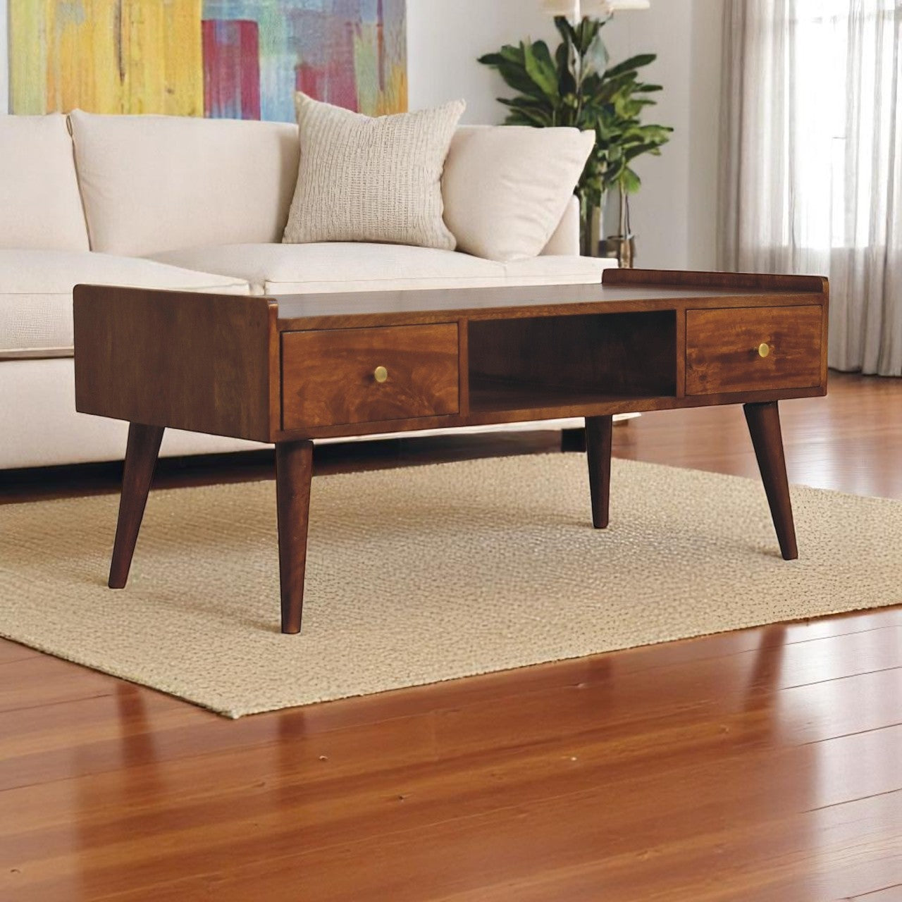 Solid Wood Elevated Chestnut Media Unit