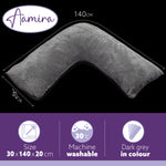V Shaped Pillow Shredded Orthopaedic Memory Foam, Head, Neck & Back Pregnancy Maternity Support, Washable Cover | V Shape | Grey