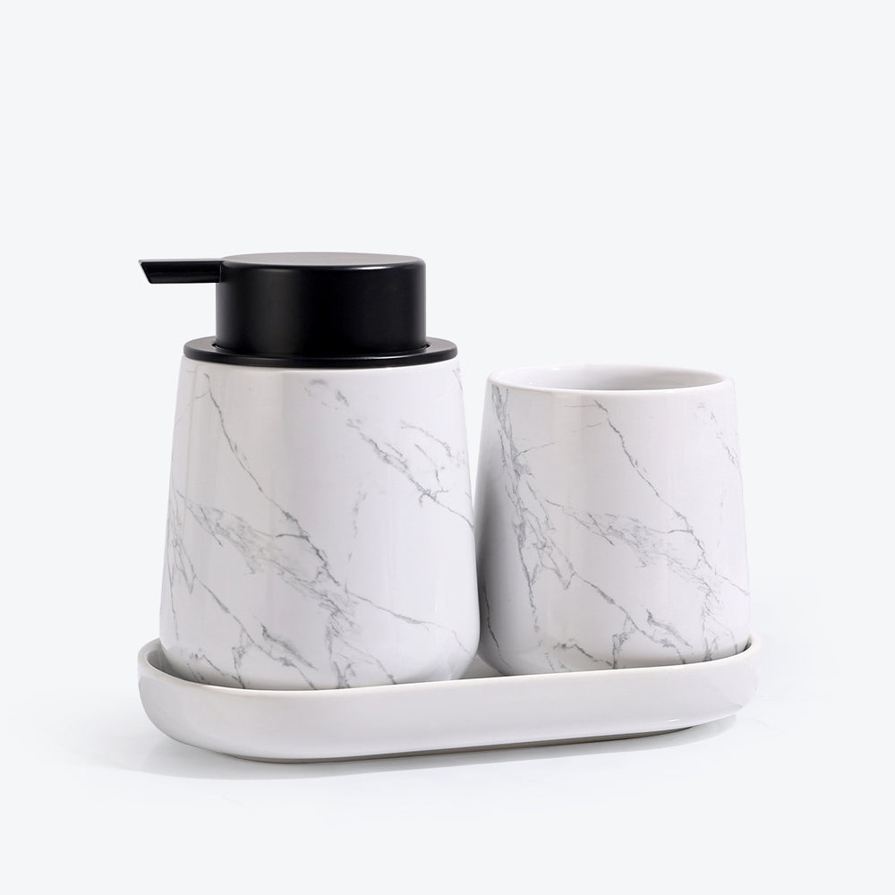 Marble 3-piece Bathroom Set Recycled Ceramic Eco-clay - Liquid