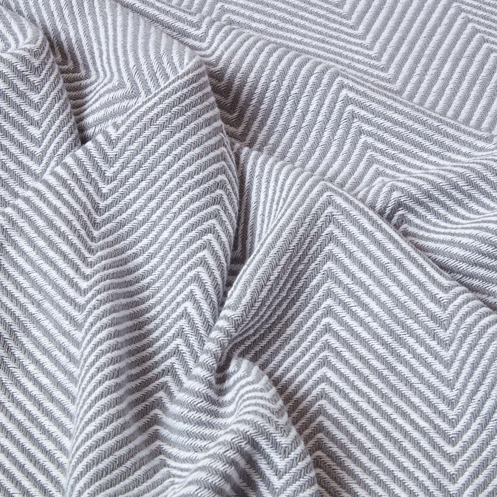 Cotton Halden Chevron Grey Throw | 255cm x 360cm | Grey