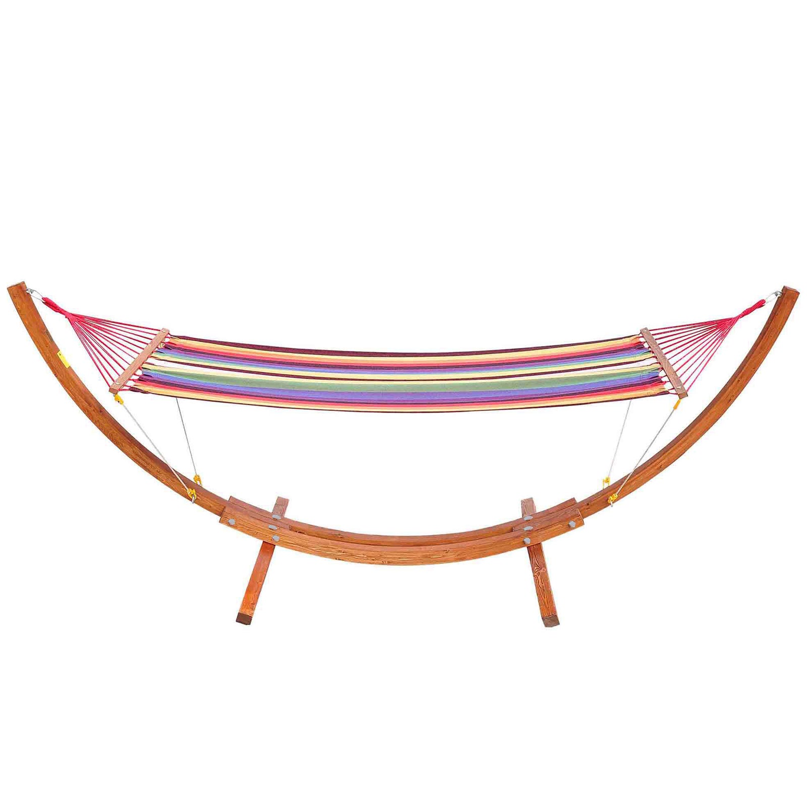 Outdoor Hammock With Stand, Arc Wooden Frame Safe Rope