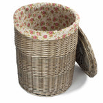 Rose Cotton Lined Wicker Antique Wash Round Laundry Baskets | Set of 2 | Pink