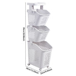 Living and Home 3-tier Storage Rack Laundry Baskets With Casters
