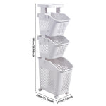 3-tier Storage Rack Laundry Baskets With Casters