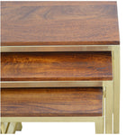 Solid Mango Wood Chunky Gold Stool Set Of 3