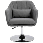 Stylish Retro Linen Swivel Tub Chair Steel Frame Cushion | One Size | Dark Gray