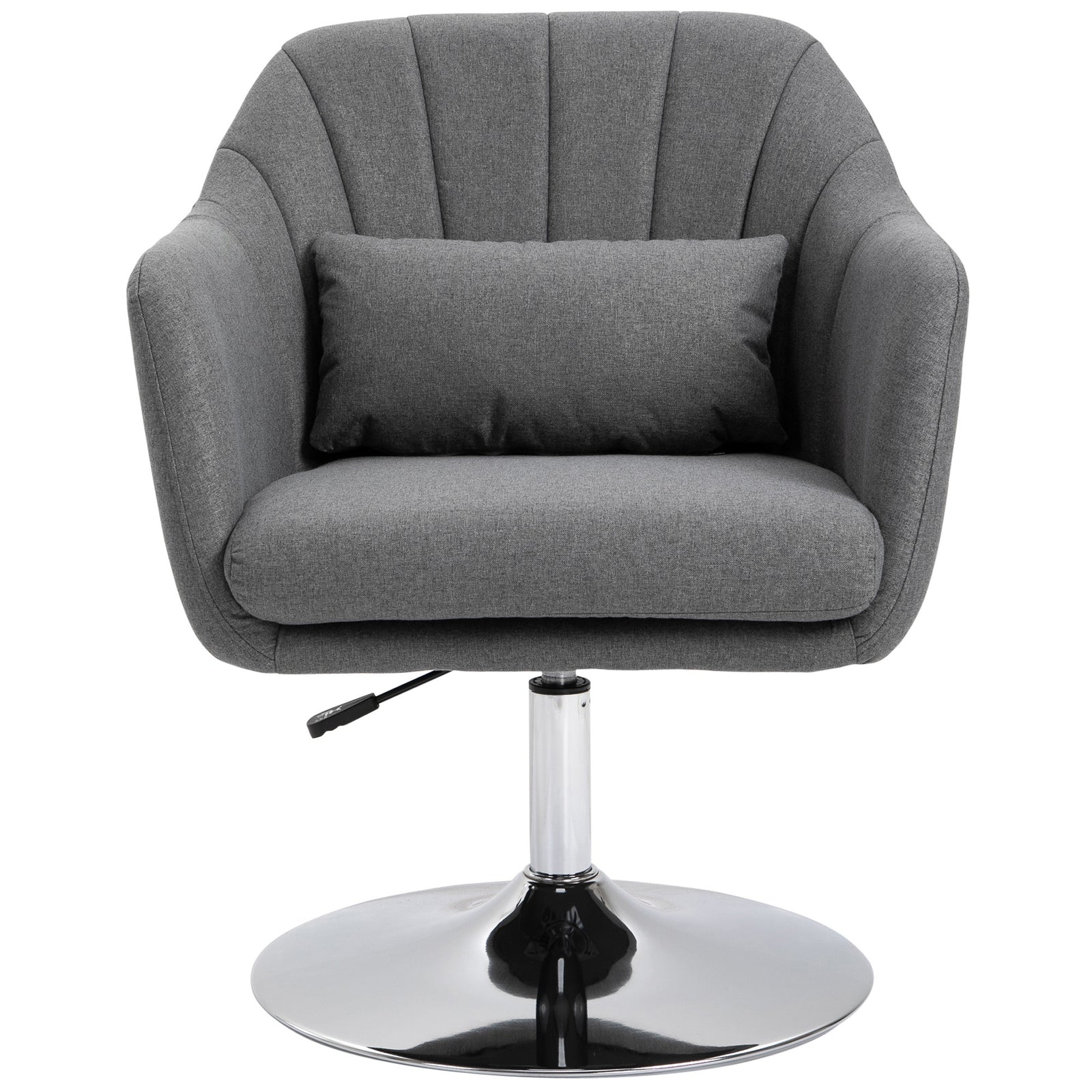 Stylish Retro Linen Swivel Tub Chair Steel Frame Cushion | One Size | Dark Gray