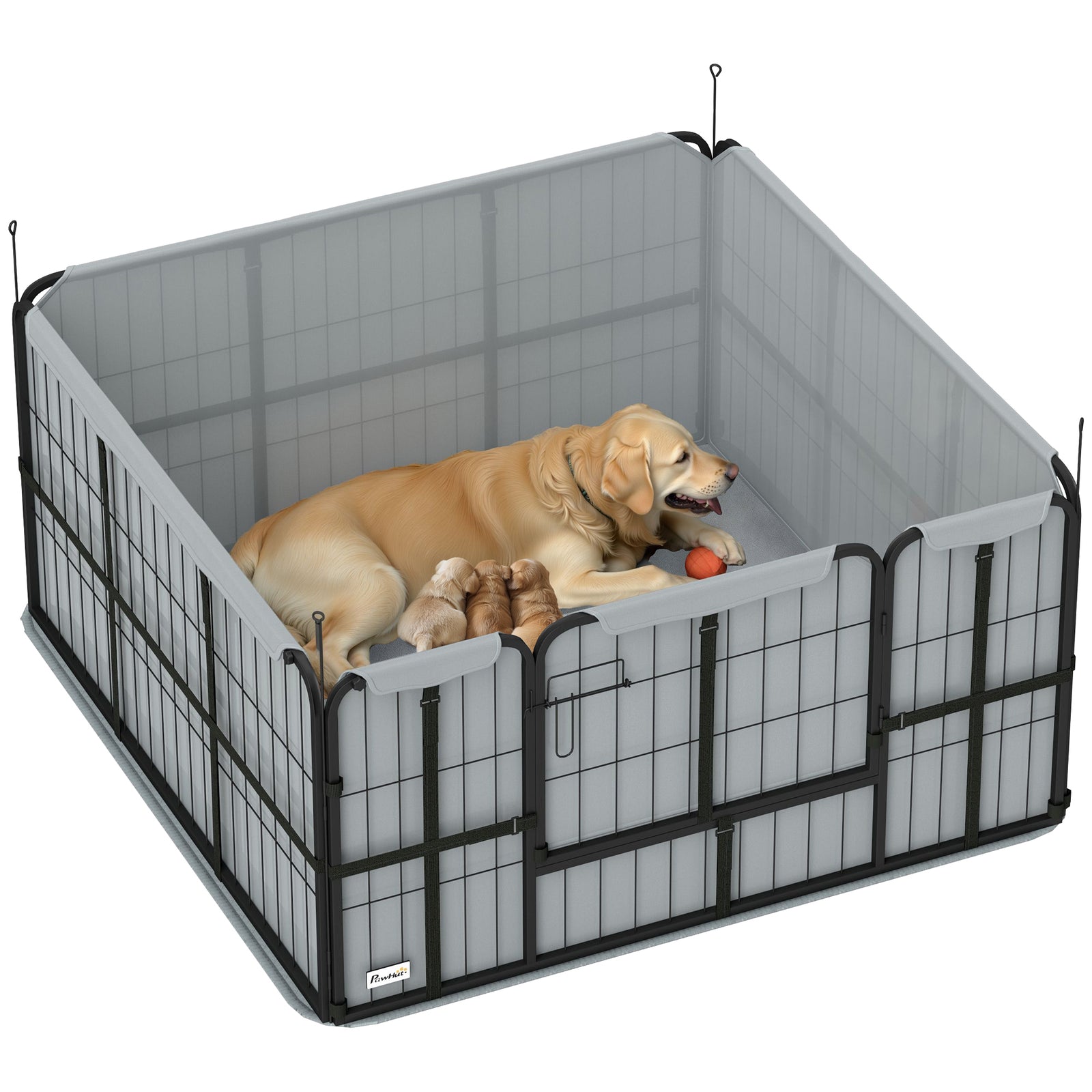 Whelping Box W/ Washable Whelping Pad, Wind-resistant Cloth, Black