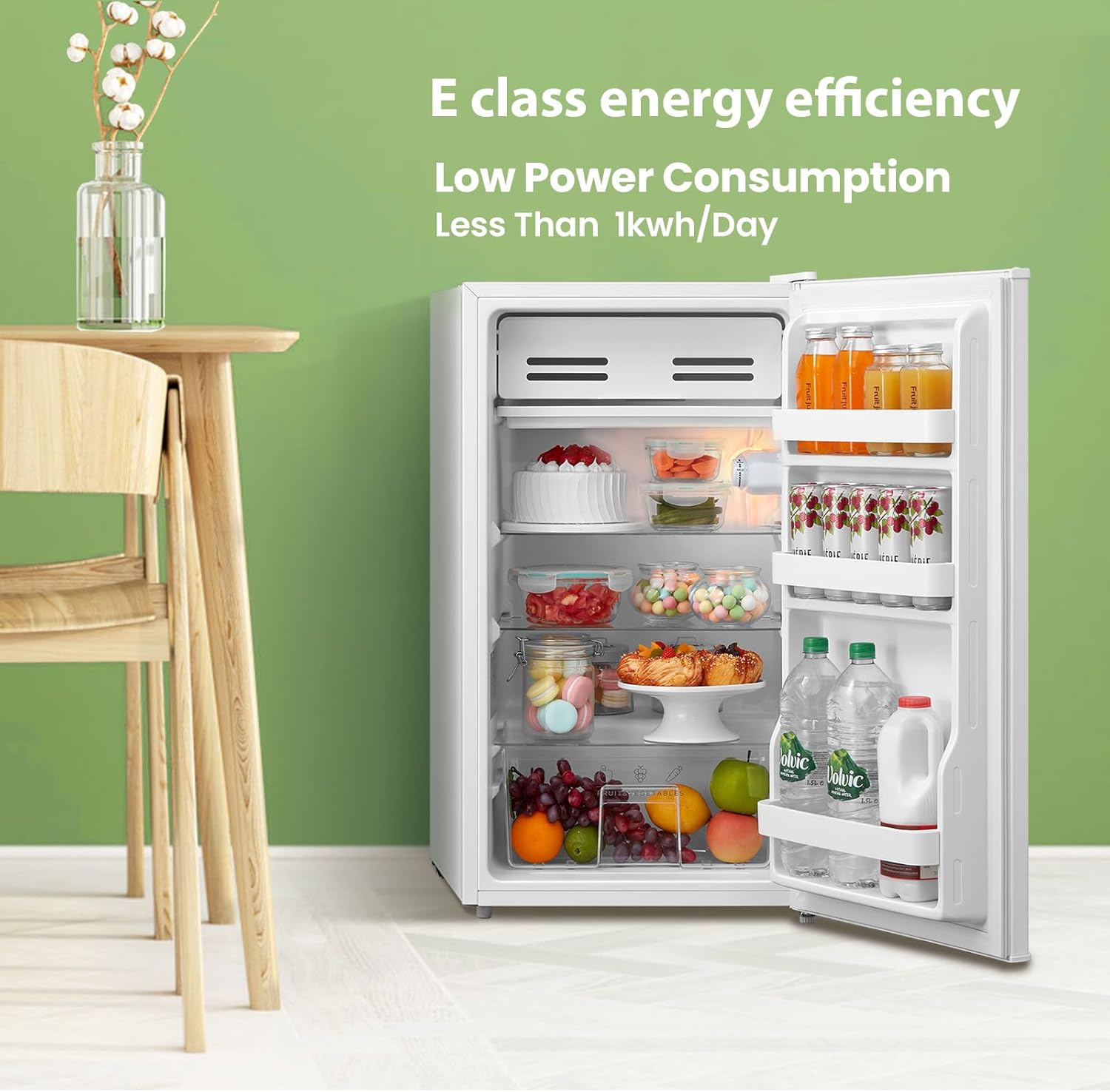 93l Compact Multi-layer Fridge With Cooler Box, 3 Removable Glass Shelves & Reversible Door | White