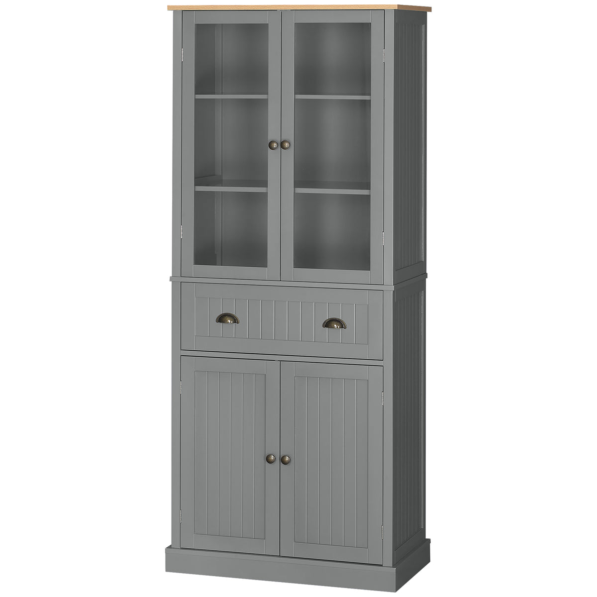 HOMCOM Tall Kitchen Cupboard, 5-tier Storage Cabinet With Adjustable Shelves