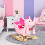 2-in-1 Baby Rocking Horse Ride On Elephant W/ Wheels Music | Pink
