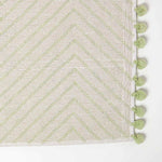 Tufted Cotton Bath Mat Zig Zag Design With Pom Poms | 50 x 80cm | Sage Green