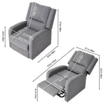 Living and Home Massage Recliner Chair With Heat – Push-back Single Sofa, 8-point Vibration, 5 Modes & Timer, Grey Linen