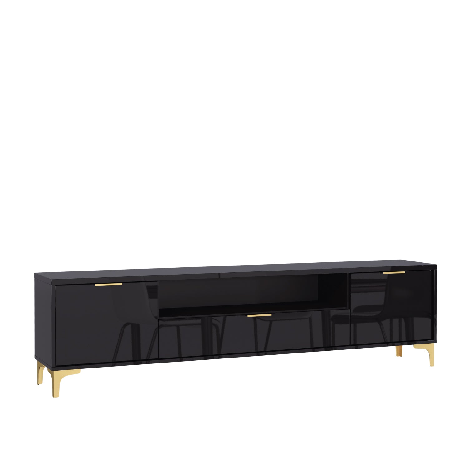 Goldline Gloss Tv Unit 200cm | Black