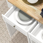 Rolling Kitchen Island Cart With Rubber Wood Top, Spices | White