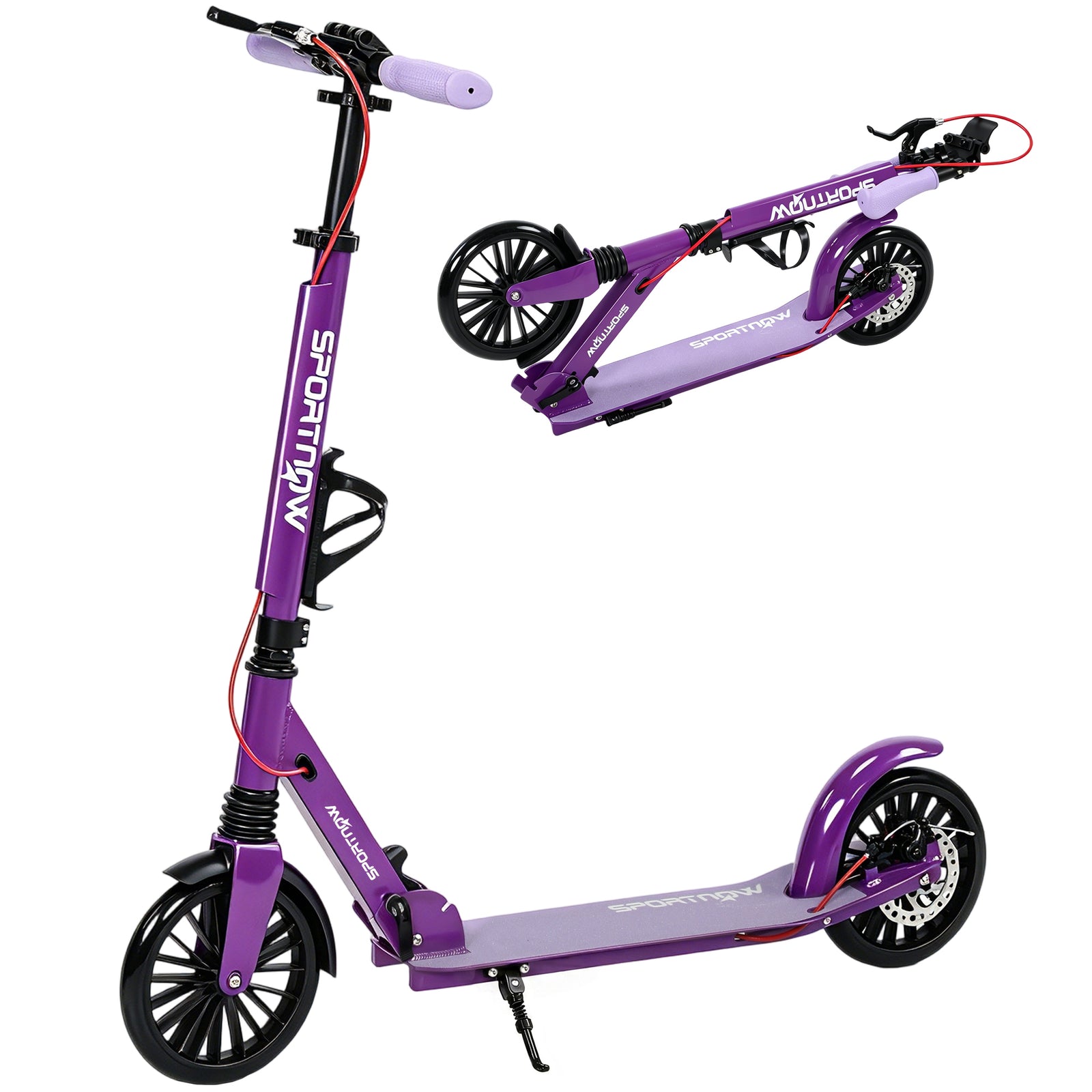 Foldable Kick Scooter, Adult Scooters With Big Wheels | Purple