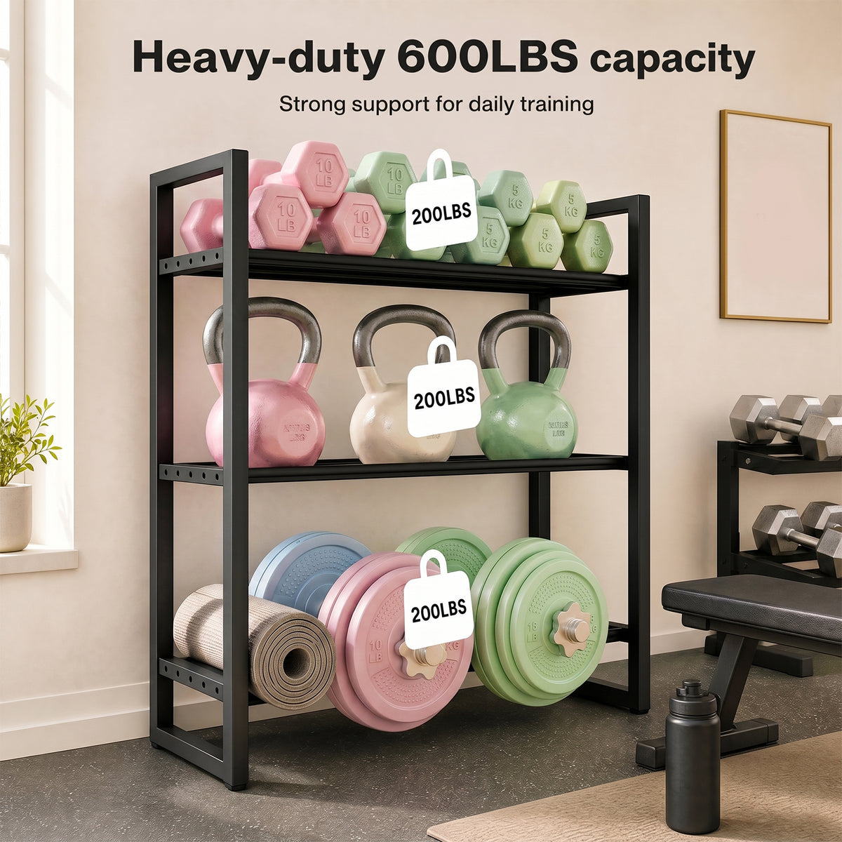 Centra 3 Tier Adjustable Steel Dumbbell Rack 270kg Heavy Duty Weight Storage