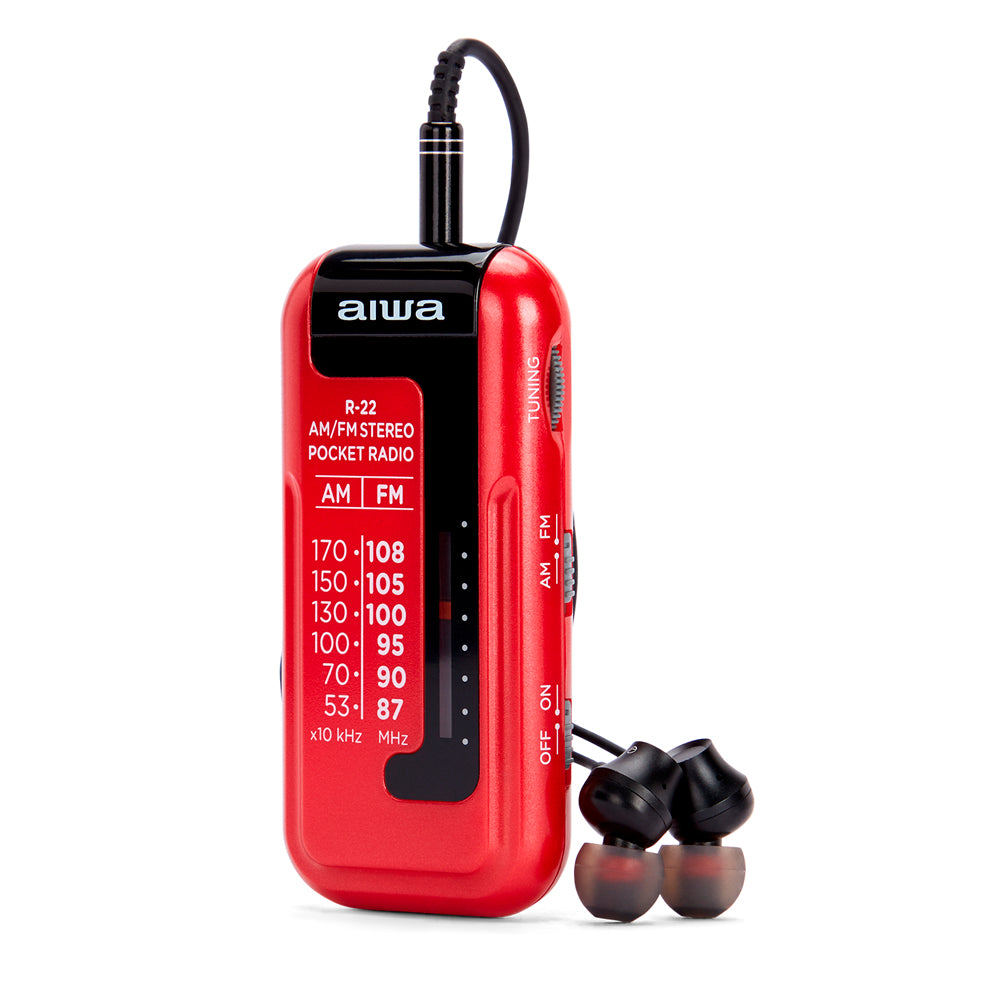 R-22 Mw/fm Stereo Pocket Radio With Headphones | Red