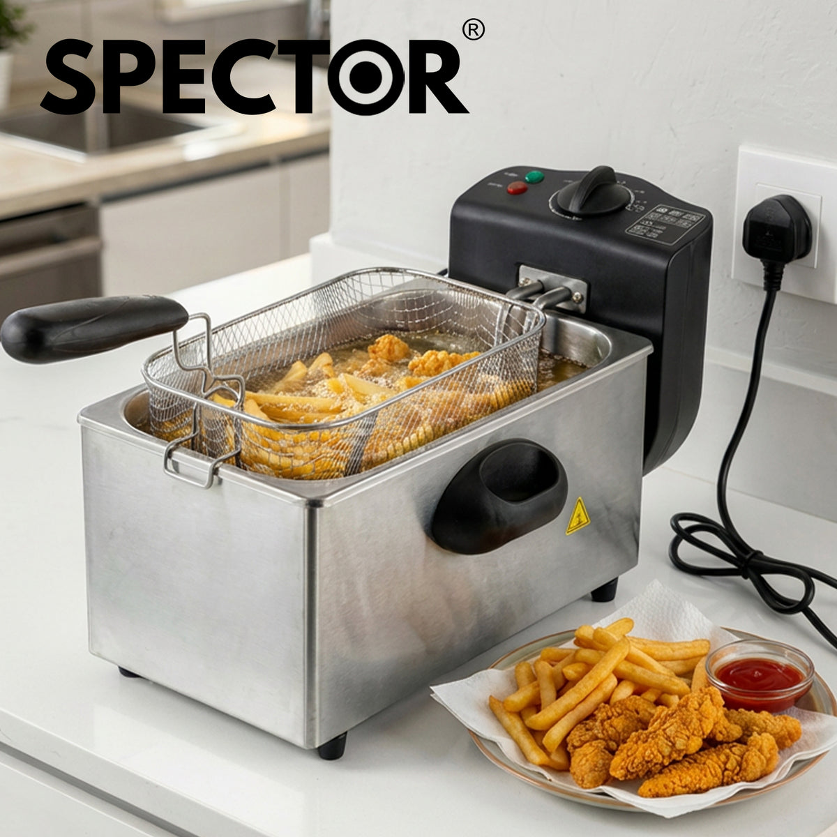 Spector Deep Fat Fryer 3l Electrical Stainless Steel Removable Frying Basket
