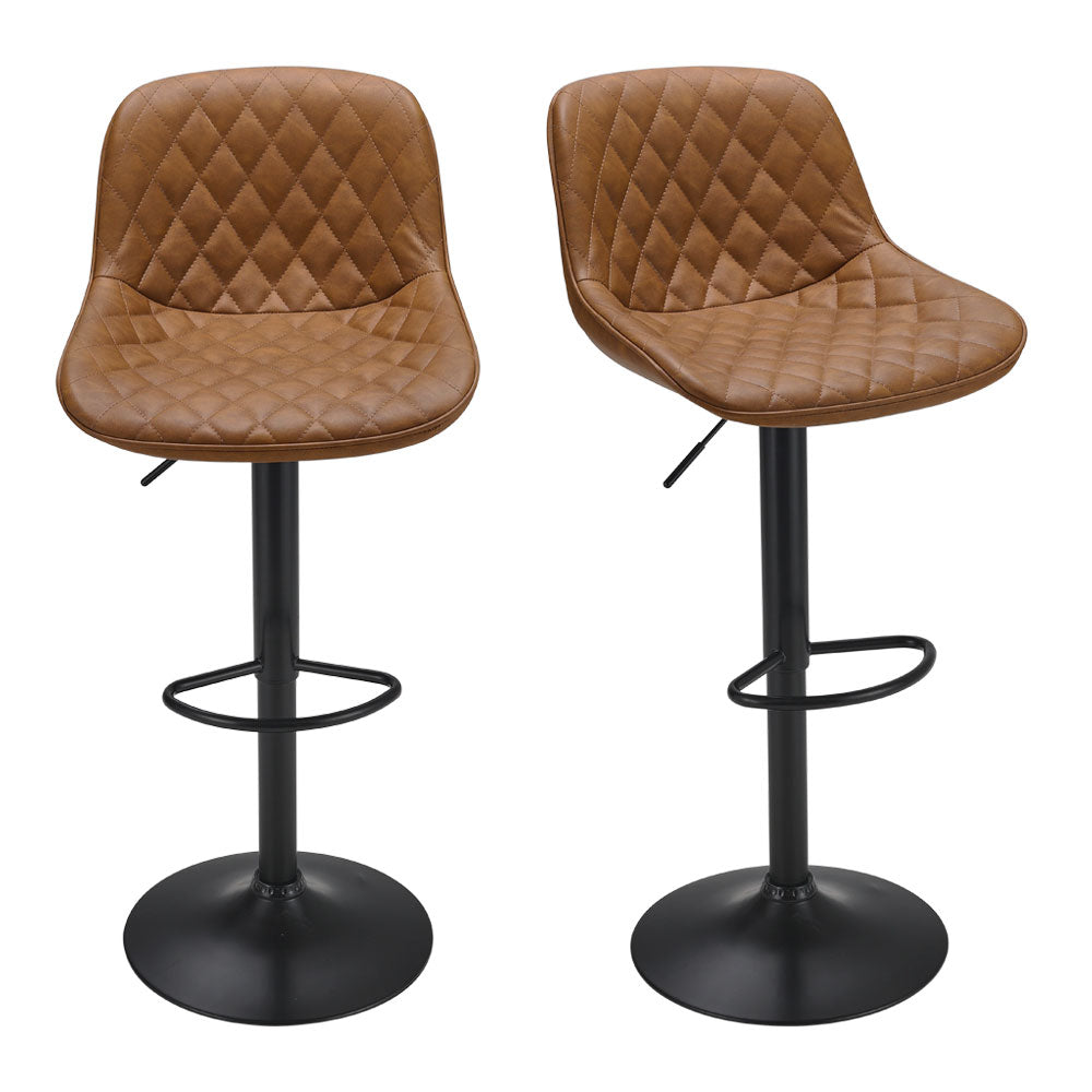 Set Of 2 Pu Leather Counter Swivel Height Bar Stools For Pub Dining Room