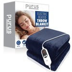 Deluxe Electric Throw Heated Double Over Blanket Soft Fleece 9 Heat & 12 Timer Settings | L | Navy Blue