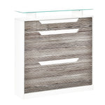 Shoe Cabinet W/ 3 Drawers, High Gloss Front Panels Glass Top | One Size