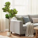 HOMCOM Artificial Fiddle Leaf Fig Tree, Realistic Fake Plant, Green