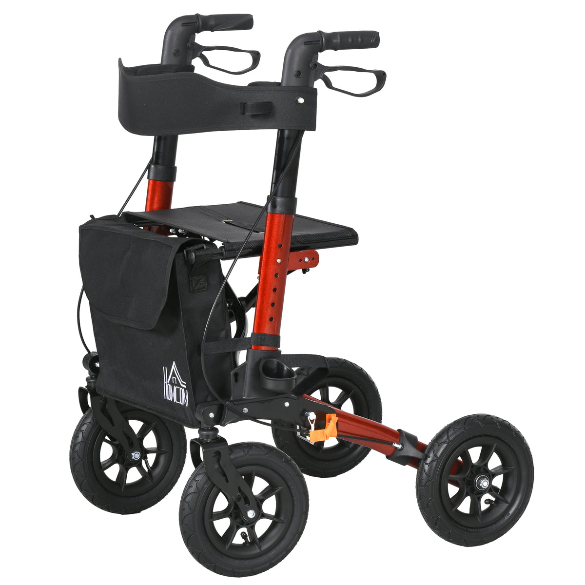 HOMCOM Lightweight Walking Frame With Adjustable Handle, Red