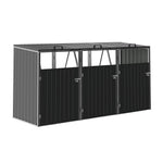 3 Bin Storage Shed – Heavy-duty Galvanized Steel Outdoor Bin Store With Lift-up Lids & Lockable Doors | Anthracite