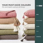 Pure Handmade Cotton Muslin Cushion With Cover | 45cm x 45cm | Beige