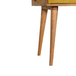 Solid Mango Wood Mustard Velvet Tray Style Footstool