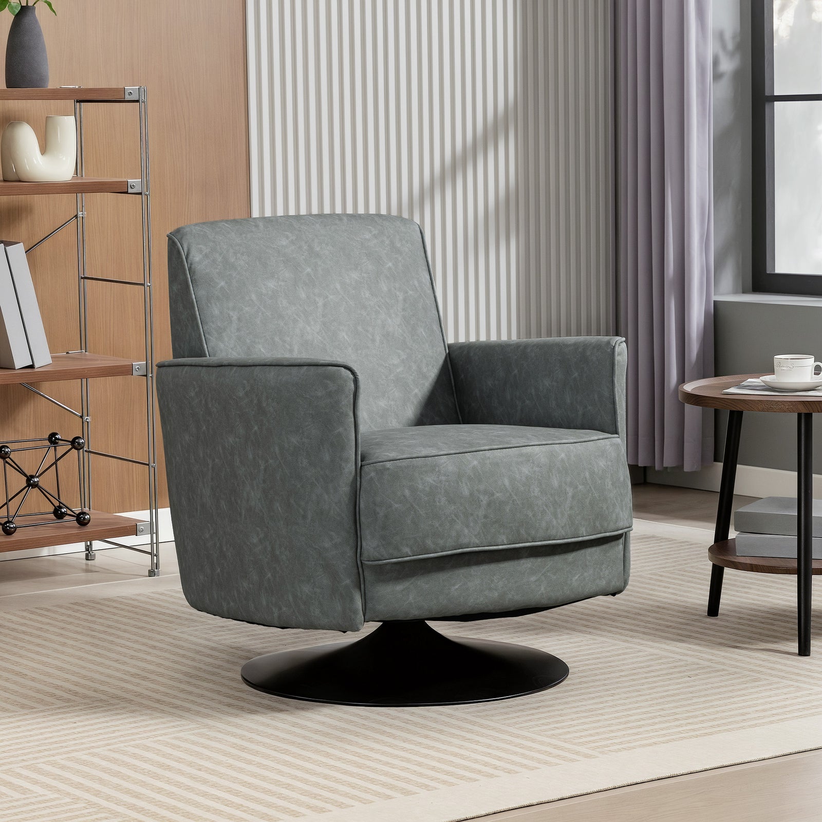 Upholstered Pu Leather Armchair For Living Room | Grey
